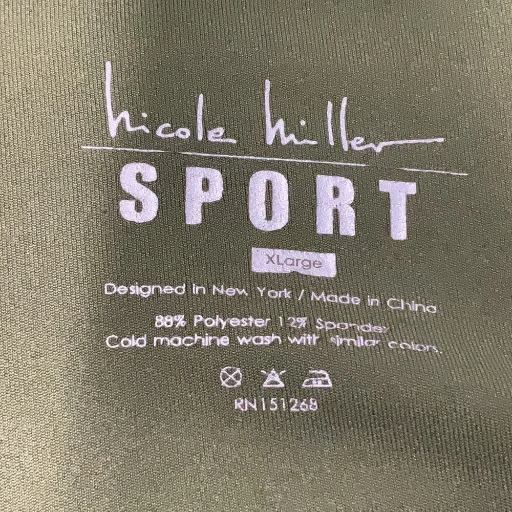 Nicole Miller Sport Olive Army Green Women's Active Leggings Size XL Sporty Mesh